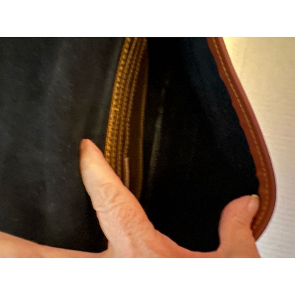 Dooney & Bourke Vintage Equestrian Crossbody Bag Navy Tan Leather - Picture 5 of 8
